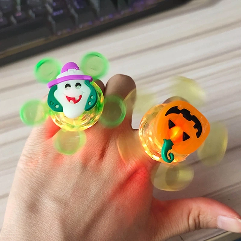 Wearable Ring Lichtgevende Spinner Open Ring Vinger Speelgoed Voor Jongens Meisjes Autisme Voeg Stress Release Halloween Gag Knipperende Speelgoed