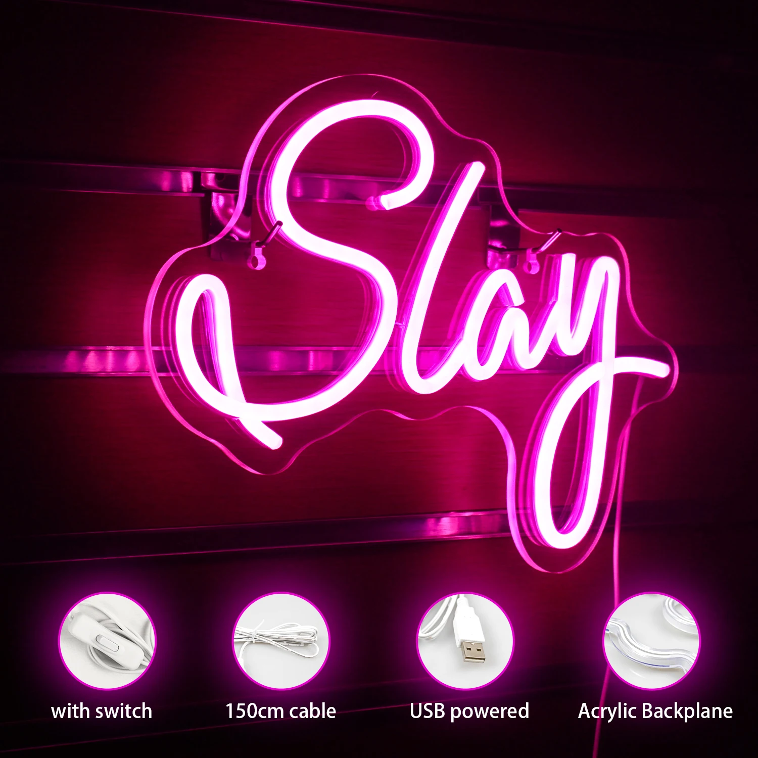 Slay Neon Sign LED Lights For Party Store Bar Pub Recreation Game Room Wall Decoration Neon Light Acrylic Personality ART Neon