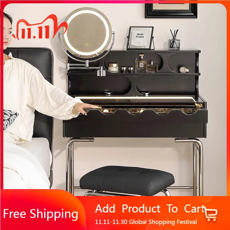 

Cabinet Makeup Vanity Table Bedroom Black Vintage Modern Dressing Table Living Room Study Stool Vestidores Postmodern Furniture