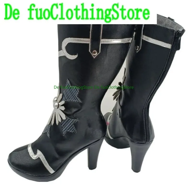 Defuo Black Butler Ciel Phantomhive Scarpe Cosplay Stivali Gioco Anime Gioco di ruolo Puntelli per feste di Halloween Scarpe Stivali