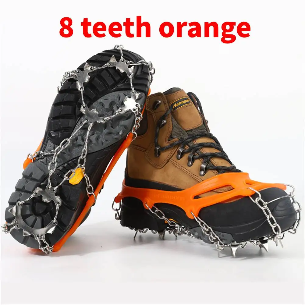 Ice Snow Shoe Durable Stainless Steel Snow Antiskid Shoe Cover Outdoor Mountaineering Shoe Covers 10/8/5 Tooth Crampon Unisex