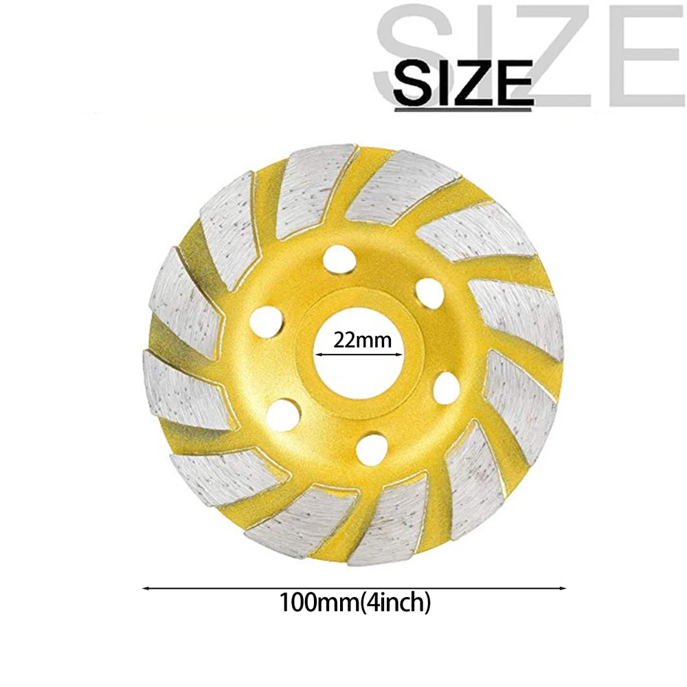 1pc 4 Inch Concrete Turbo Diamond Grinding Cup Wheel 12 Segs Heavy Duty Angle Grinder Wheels For Angle Grinder