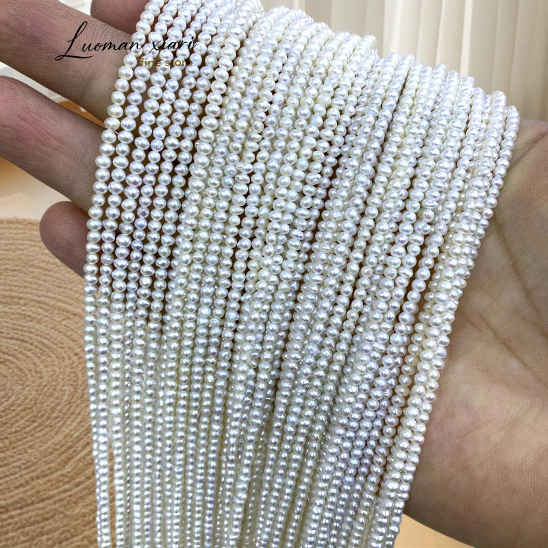 

Натуральные пресноводные жемчужины почти круглой формы 2-3 мм, белые бусины-разделители для изготовления ювелирных изделий, жемчужных ожерелий, браслетов и аксессуаров своими руками