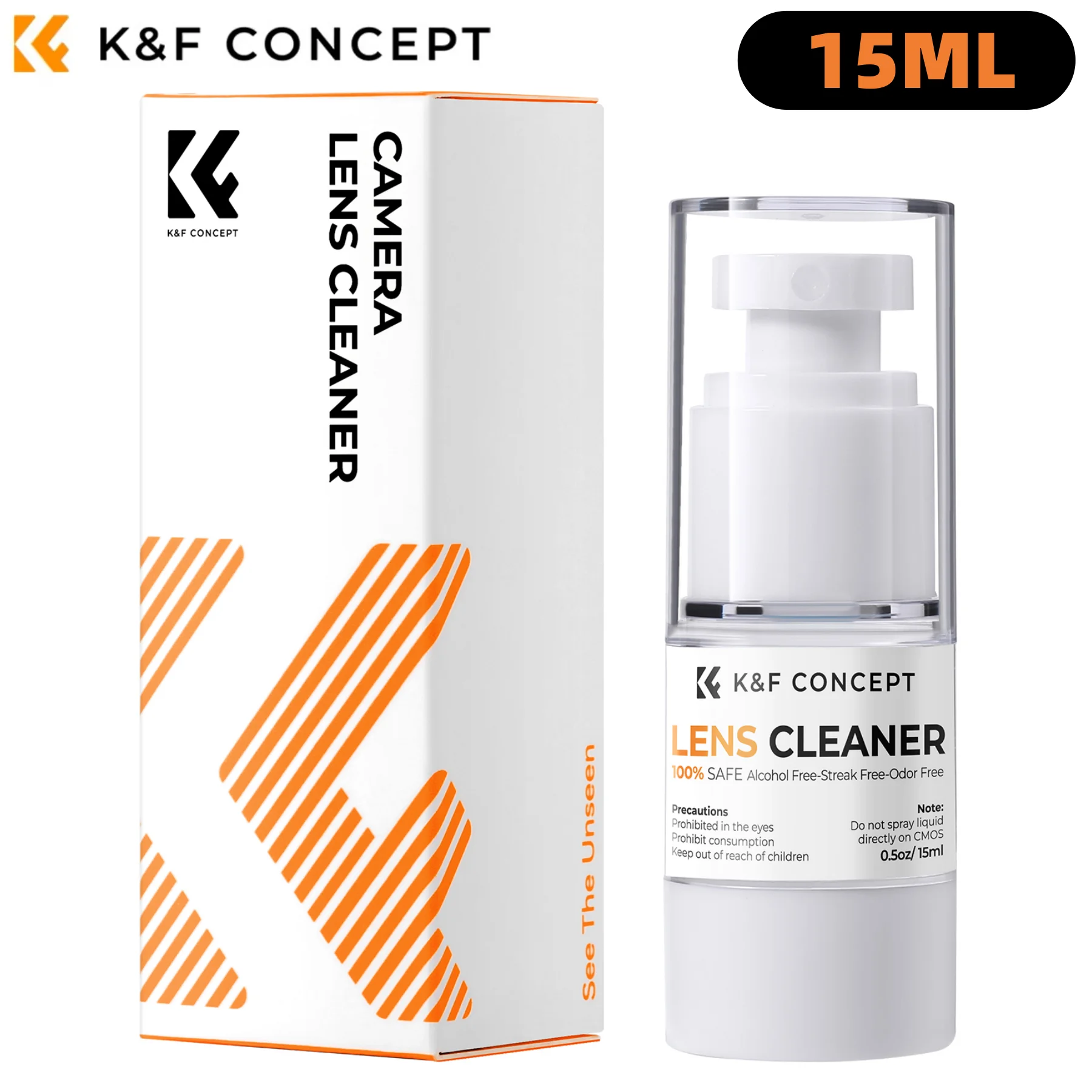 K&F CONCEPT 15ML Professional DSLR Camera Cleaning Liquid For Camera Lens PC Cell Phone Glasses Watch CCD/CMOS Cleaner Spray