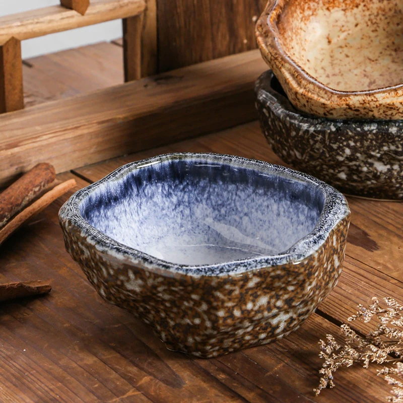 Irregular Ceramic Baking Bowl Western-style Two-ear Stew Salad Dessert Thick Soup Bowl Fruit Breakfast Bowl Tableware Supplies