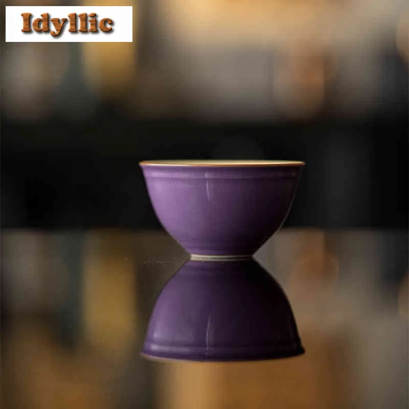 2 قطعة/الوحدة الأرجواني رو فرن فنجان الشاي الإبداعية وعاء الشاي القدح الشاي تذوق كوب شخصي Chazhan ماستر أكواب Teaware اكسسوارات الحرفية 75 مللي #5