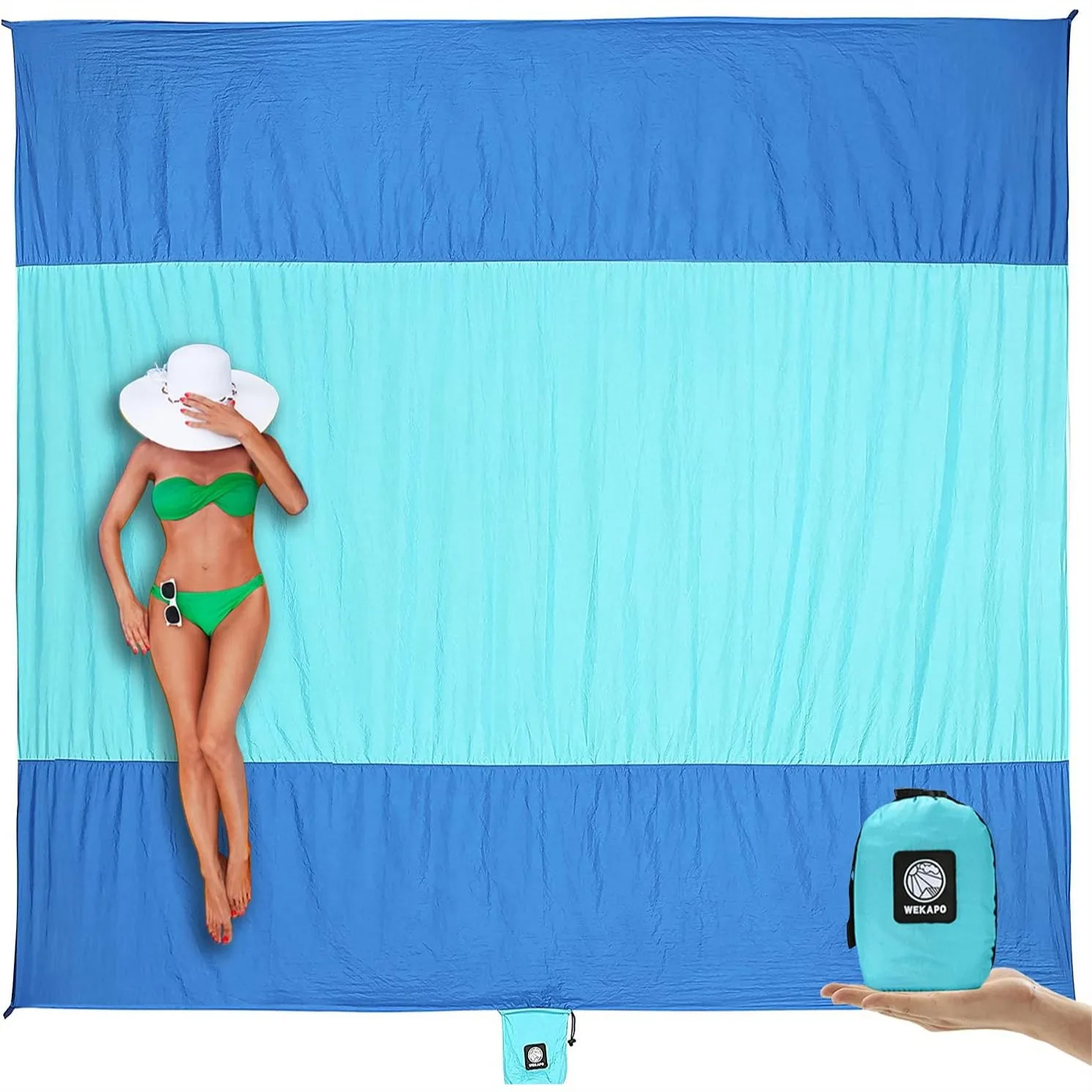 

Sandproof Beach Blanket Extra Large 10x9ft, Quick Dry Sand Free Mat for Picnic Camping with Stakes