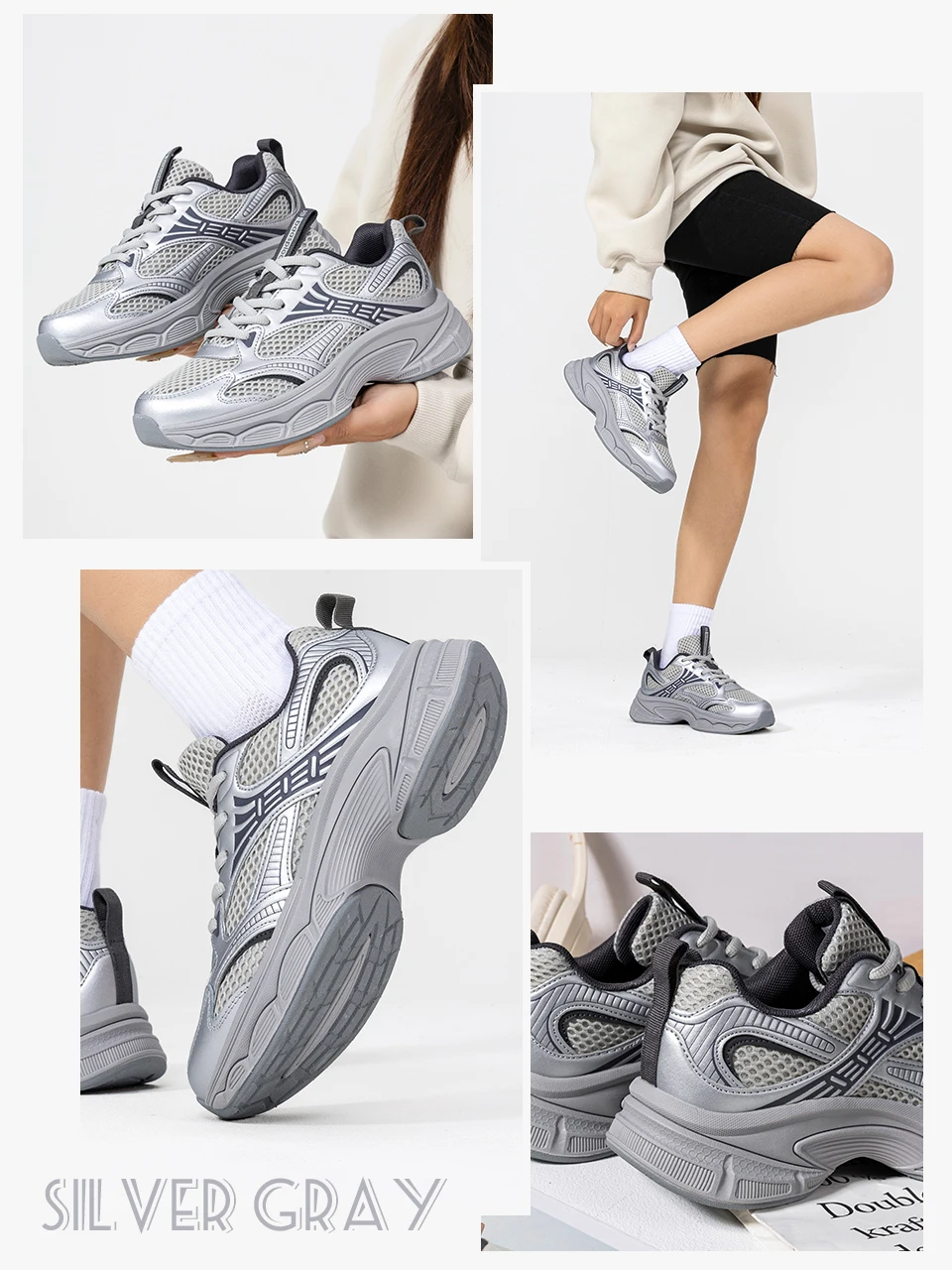 Baasploa Damen-Laufschuhe, leichte, atmungsaktive Sportschuhe für Damen, bequeme weiße Turnschuhe, lässige Turnschuhe, rutschfest – Detail 9