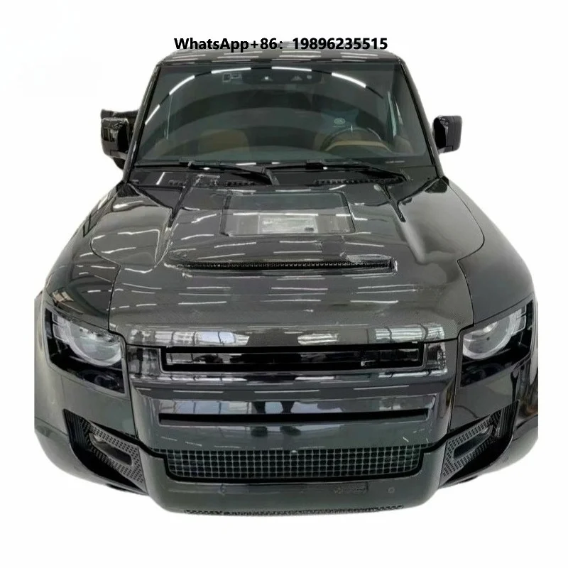 For Defender Front Bumper Transparent Glass Carbon Fiber Engine Hood Cover for 90 110 130 Car Hoods
