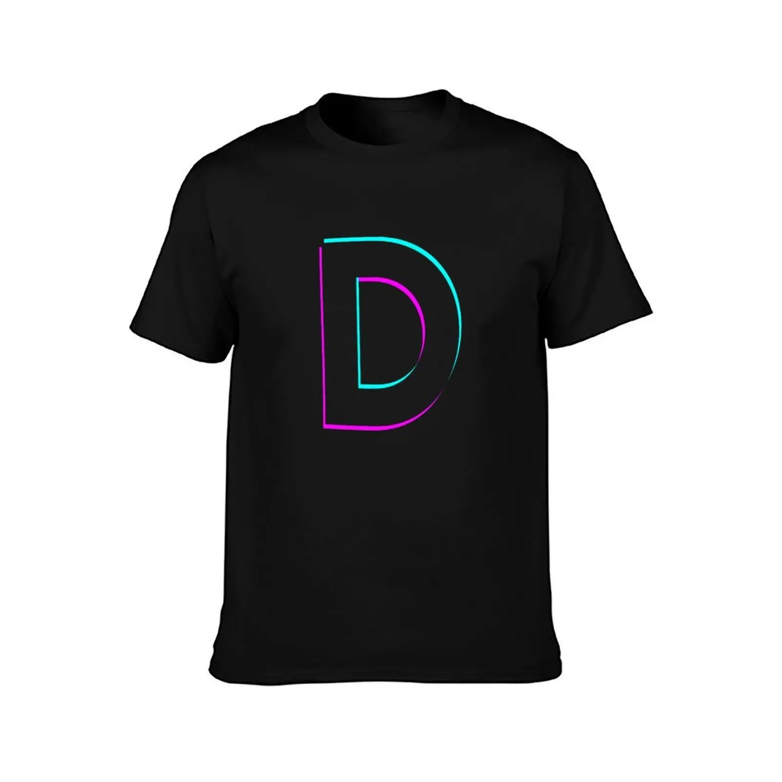 Glitch letter D T-Shirt Durable Work Wear T-Shirt