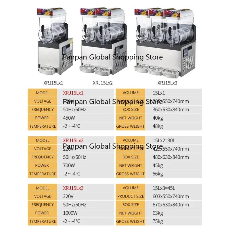 2025 New Three Cylinder Slush Juicer Machine Beverage  Snow Melting Machine Stainless Steel Smo-othie XRJ-15LX3