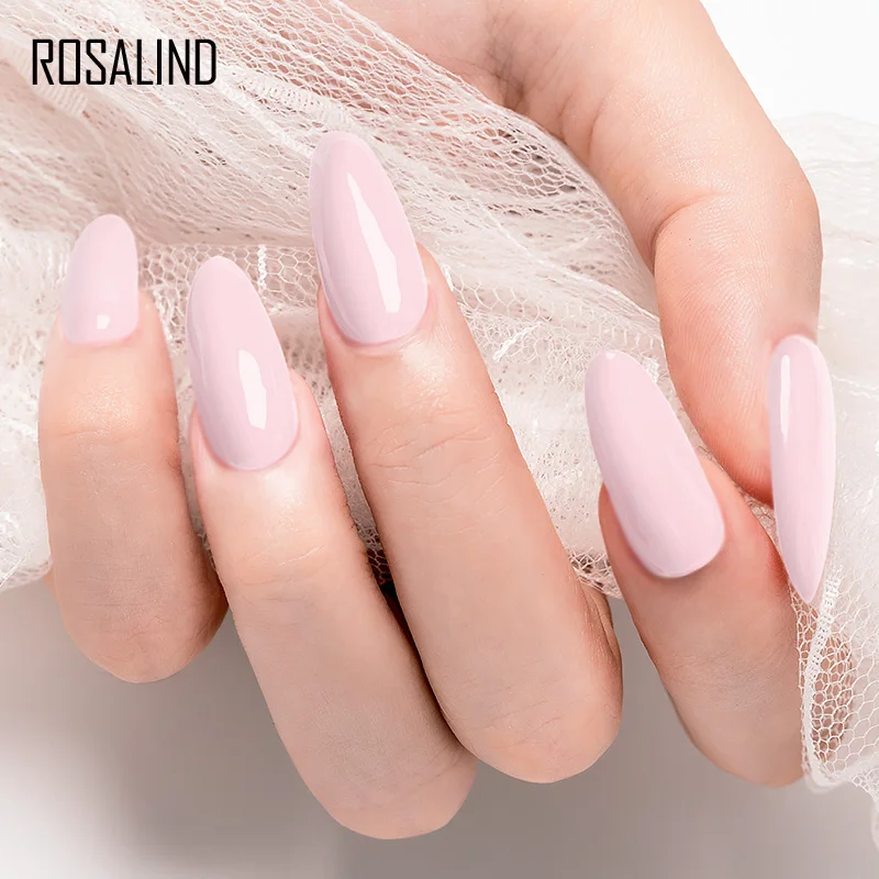 ROSALIND Hybrid เคลือบเจลสีบริสุทธิ์เคลือบกึ่งถาวรเล็บตกแต่งศิลปะ Macaron Soak Off Need Base และ Top