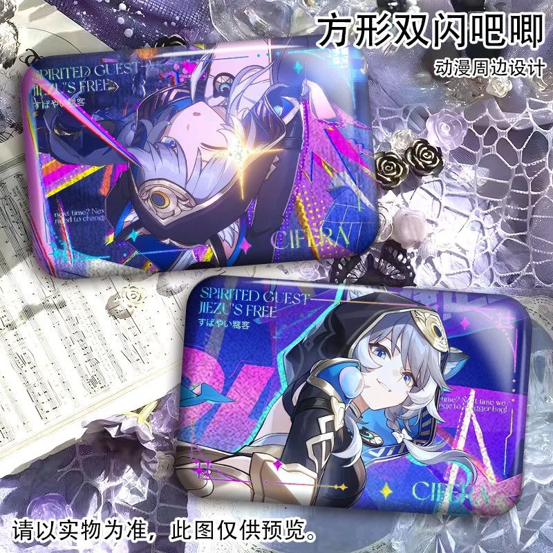 2 قطعة/المجموعة أنيمي لعبة هونكاي: ستار السكك الحديدية تأثيري ظهره شارات مستطيلة تشفير Cifera دبابيس جمع دبوس الصدر للحقائب الملابس