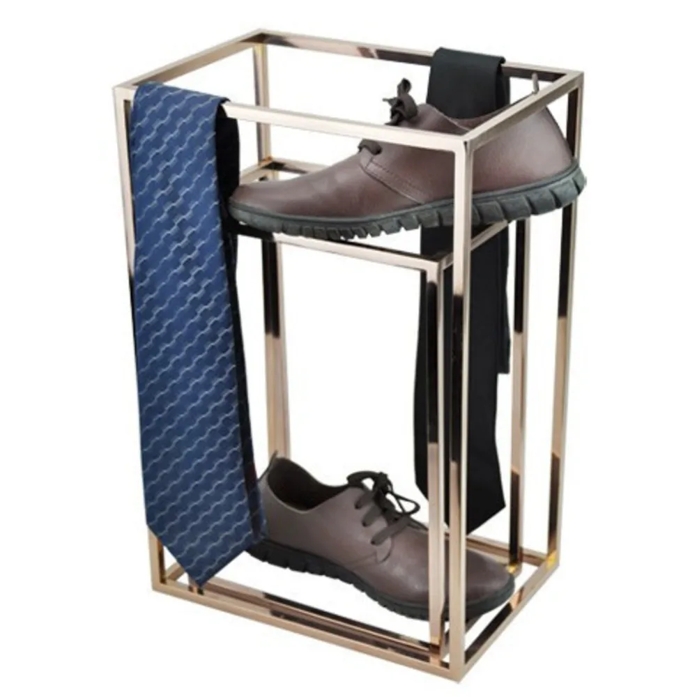 Rose Gold Shoes Necktie Scarves Holder Showing Stand Metal Merchandise Shoes Tie Holder Display Rack