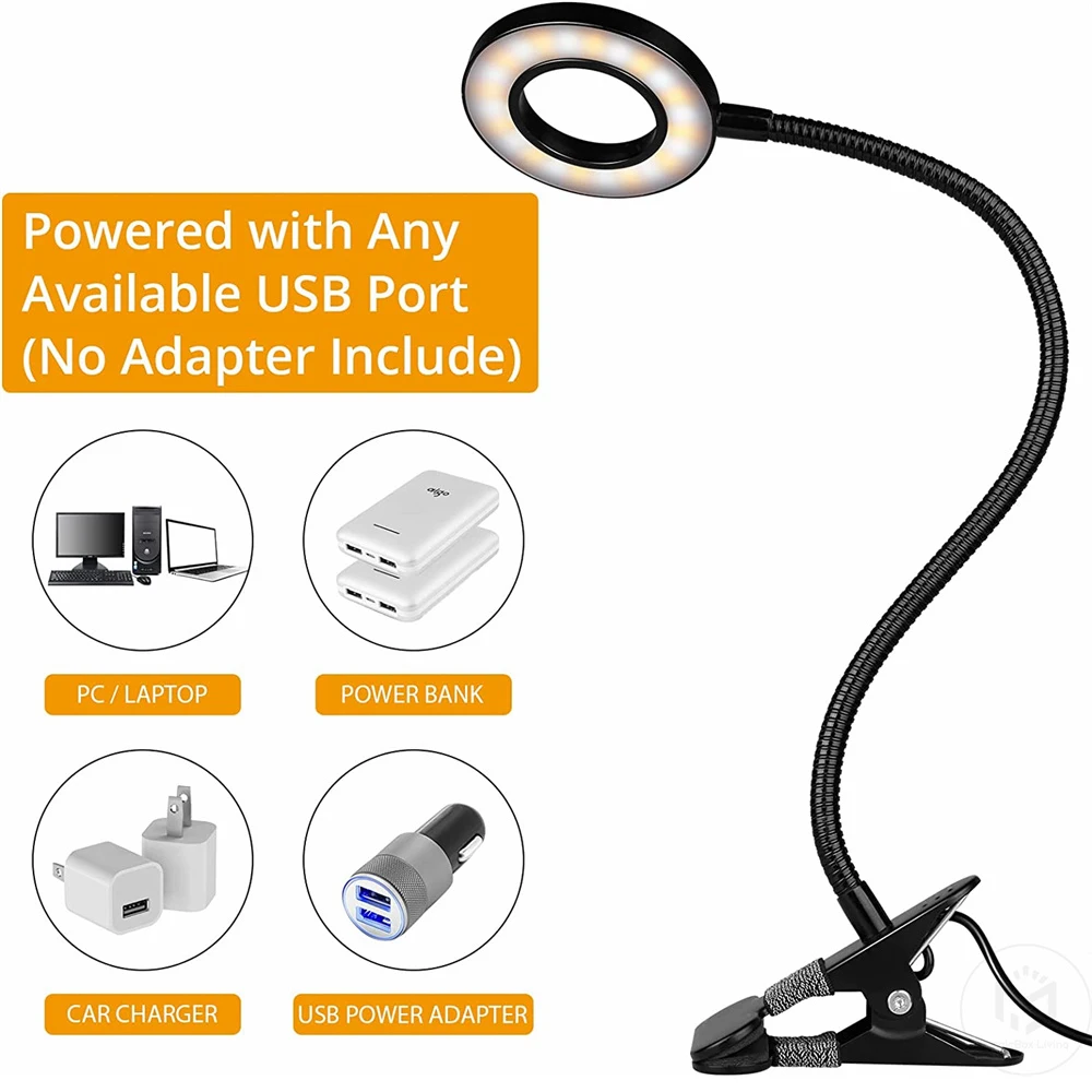 Eye protection LED Desk Lamp 48LED USB Night Light 3Colors Dimmable Bedside Reading Light Portable Book Light Soft Light