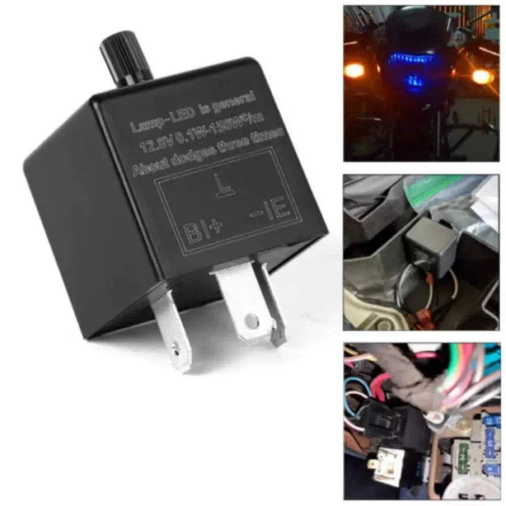 12V LED Flasher Relay 3 Pin 0.1W-150W Adjustable Flasher Relay Plug and Play Adjustable LED Flasher Blinker Relay