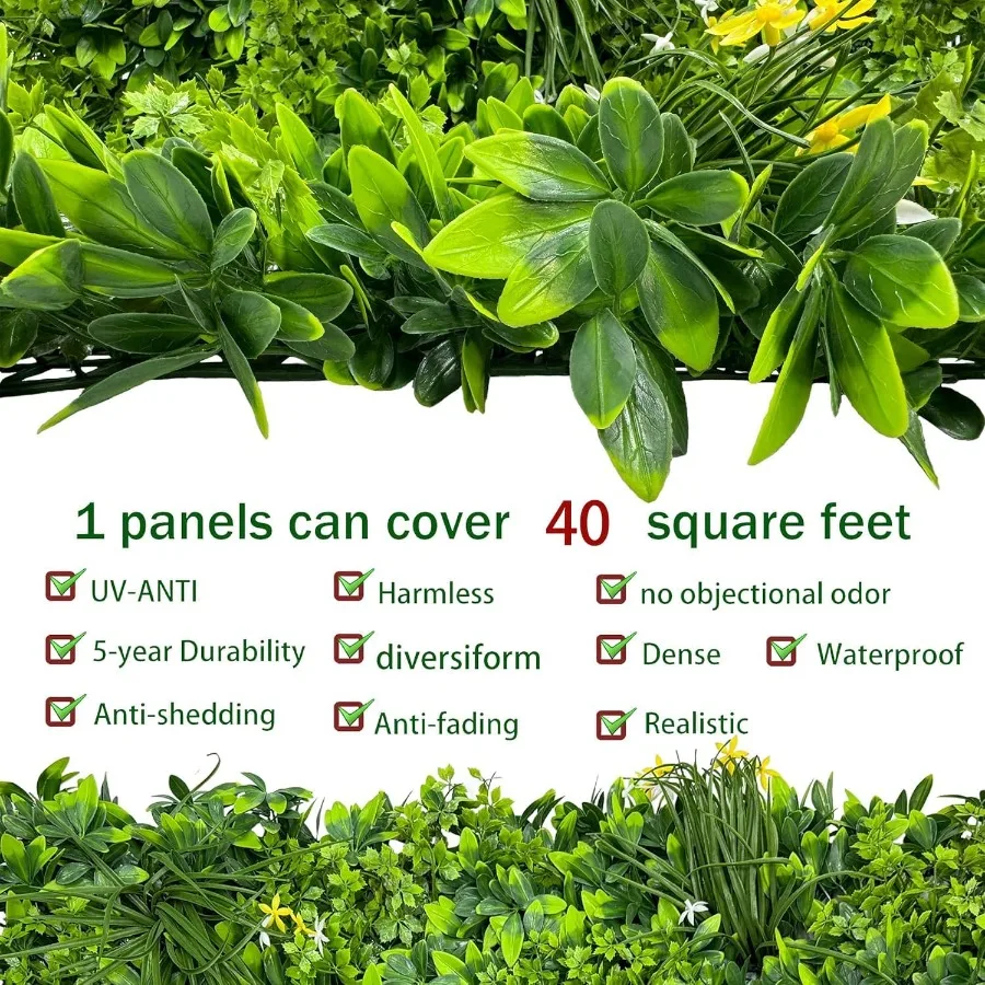 لفة حائط للنباتات الاصطناعية: 4FT X10FT 40 قدم مربع UVAnti Ivy Privacy Fence شاشة لوحات خضراء صناعية خلفية خشب البقس اللبلاب الكرمة Le