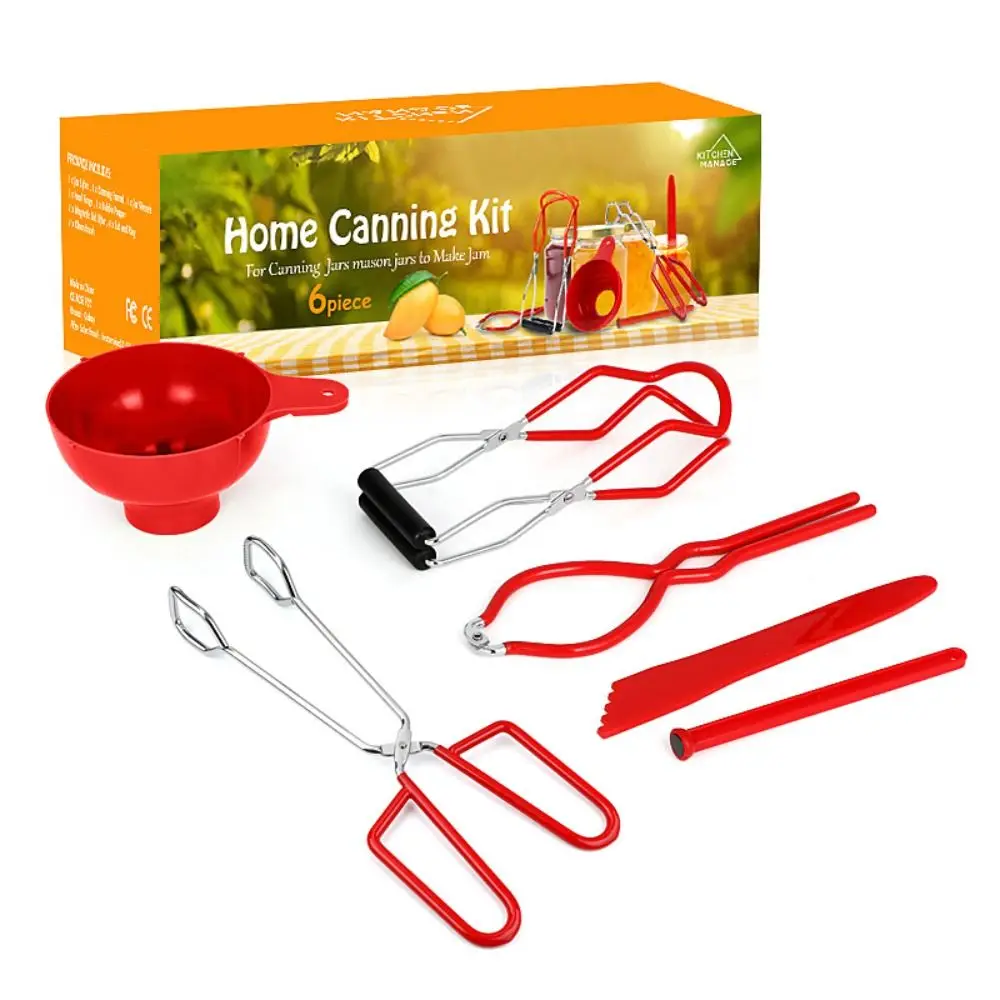 

6Pcs Wide Mouth Canning Jar Lifter Kit Plastic Condiment Funnel Home Canning Funnel Tools Kitchen Gadgets Accessories