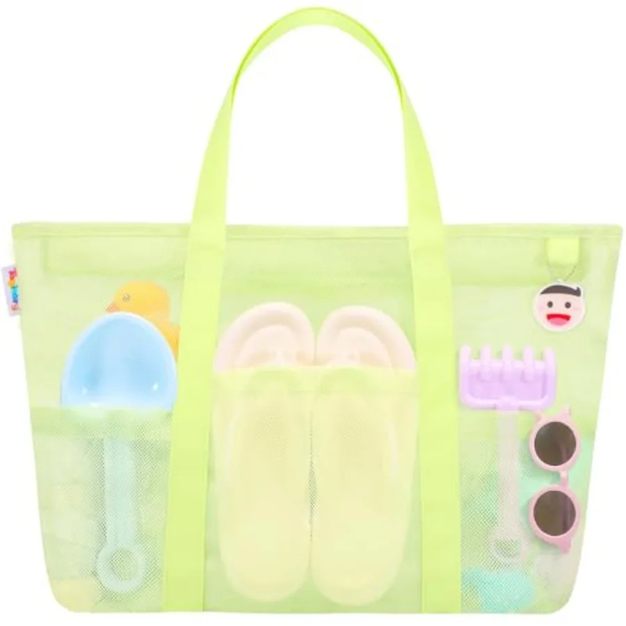 

Пляжная сумка-сетка Tagitary с молнией, большая пляжная сумка-тоут, водонепроницаемая, защищающая от песка, с 8 карманами для игрушек, сумка для бассейна, пляжные аксессуары