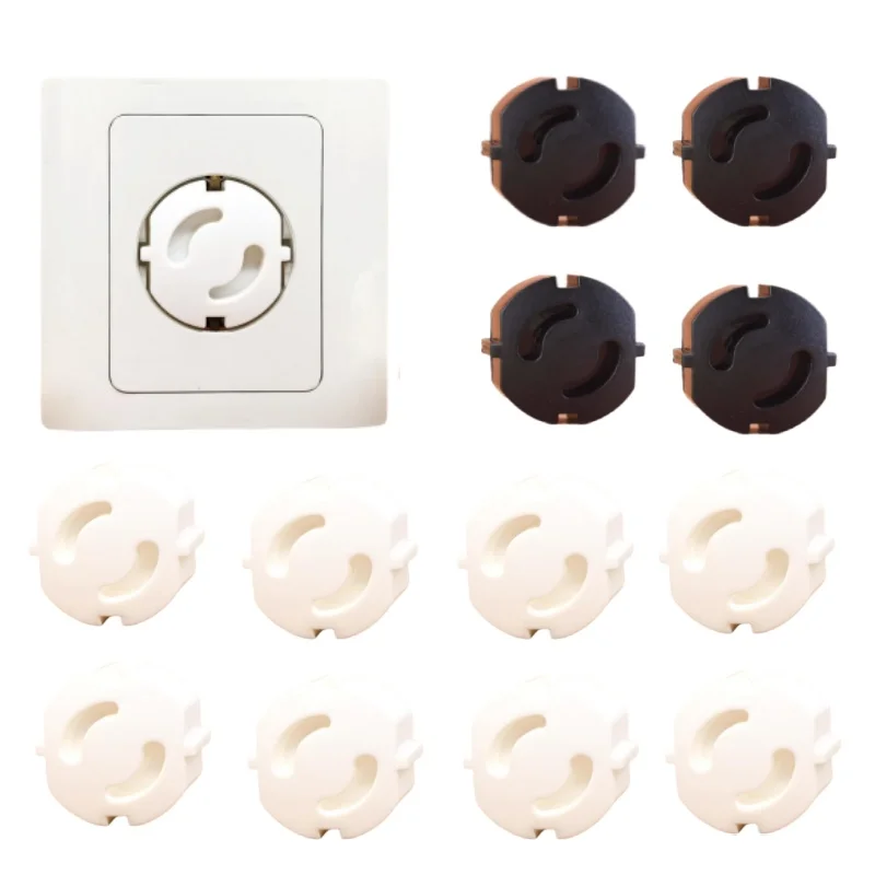 20 قطعة من مخرج الطاقة القياسي للاتحاد الأوروبي يغطي مقبس حماية التسرب الكهربائي أبيض وأسود يمنع الصدمات والغبار الكهربائية #3