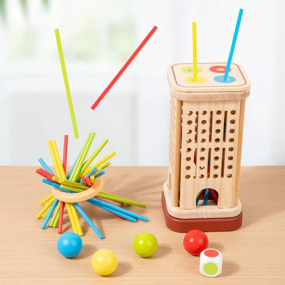 Fun Wooden Stick Board Game Colorful Sticks Wooden Material Wooden Stick Tower Toy Set Thinking Training Fine Motor Skills
