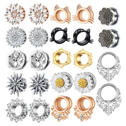 316L Stainless Steel Ear Plugs Tunnels Ear Piercings Earlets Screwed Saddle Earring Expander Gauges Body Jewelry Piercings