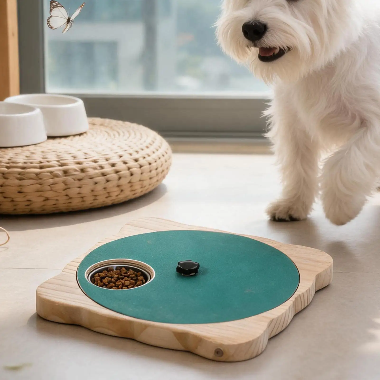Dog Nail Scratch Board With Treat Box Wooden Rotating Interactive Non Slip Pet Scratching Pad Nail File Board For Small Medium