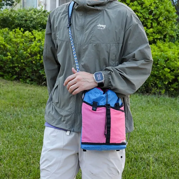 حقيبة كتف من النايلون رسم حبل الفم الاصطدام لون المشي حقيبة كروسبودي حقيبة ظهر للسفر مقاومة للماء