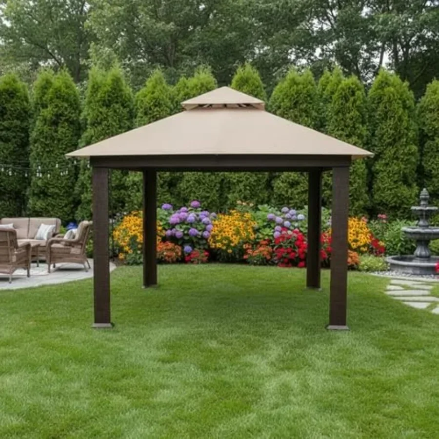 Heavy Duty Reinforced RipLock 500 Replacement  Top Cover for 12' x 12' Gazebo Model X002045IRZ in Black with UV Protection and