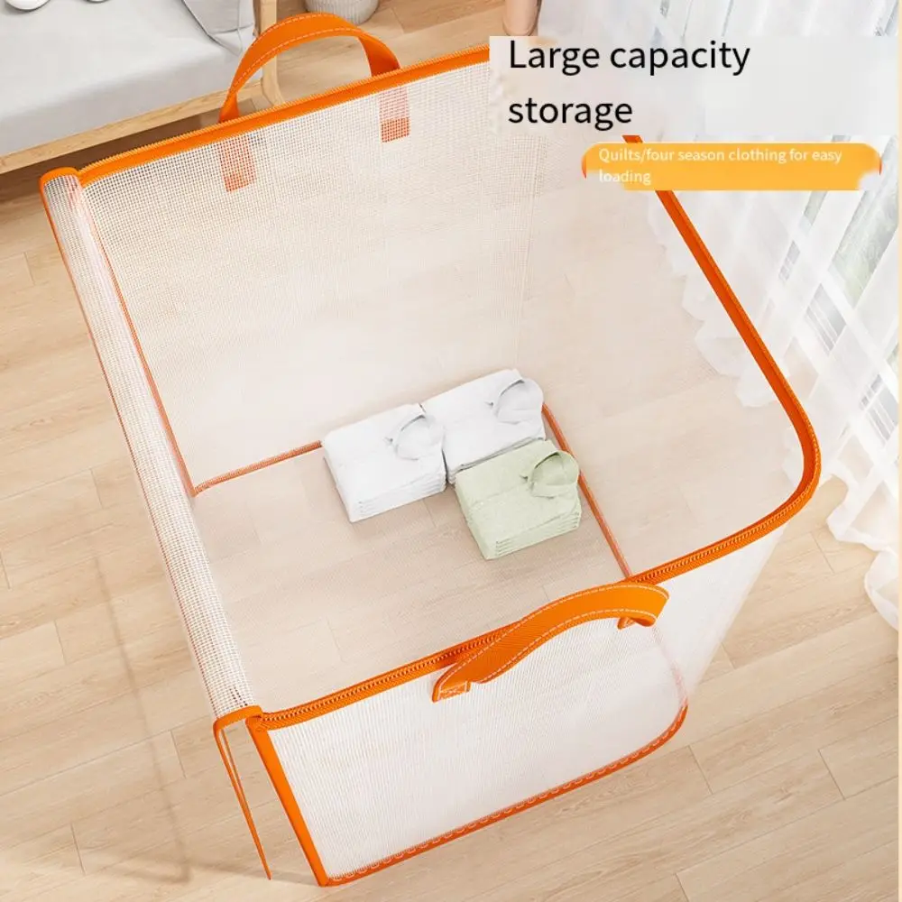 Large Capacity Foldable Storage Bag Transparent Zippered Clothes Storage Box Save Space Dust-proof Closet Organizer Home