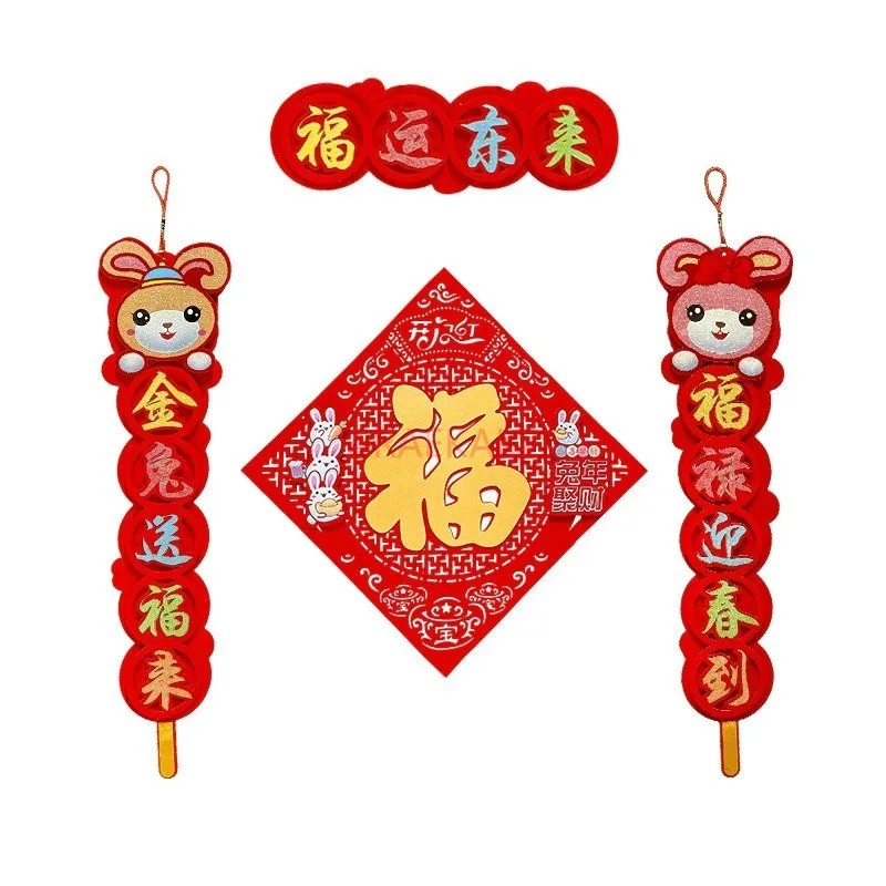 4 Stuks Chinese Couplet Rode Hanger Ornament Ambachten Voor Lente Festival Feest Raam Wanddecoraties