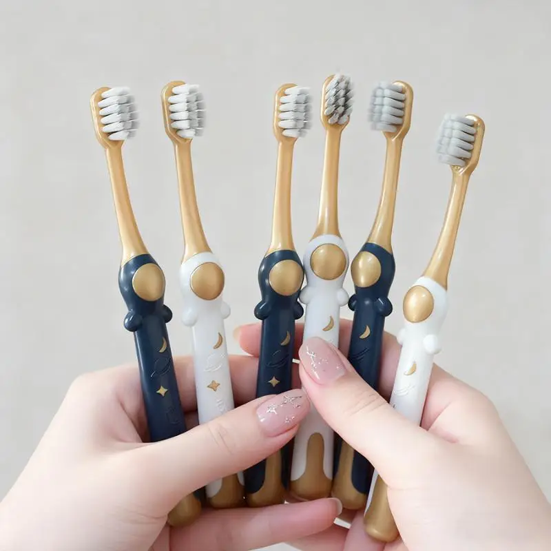 6pcs Children'S Toothbrushes Household Soft Bristle Cleaning Brush Preventing Tooth Decay Cartoon Astronaut Brush Handle