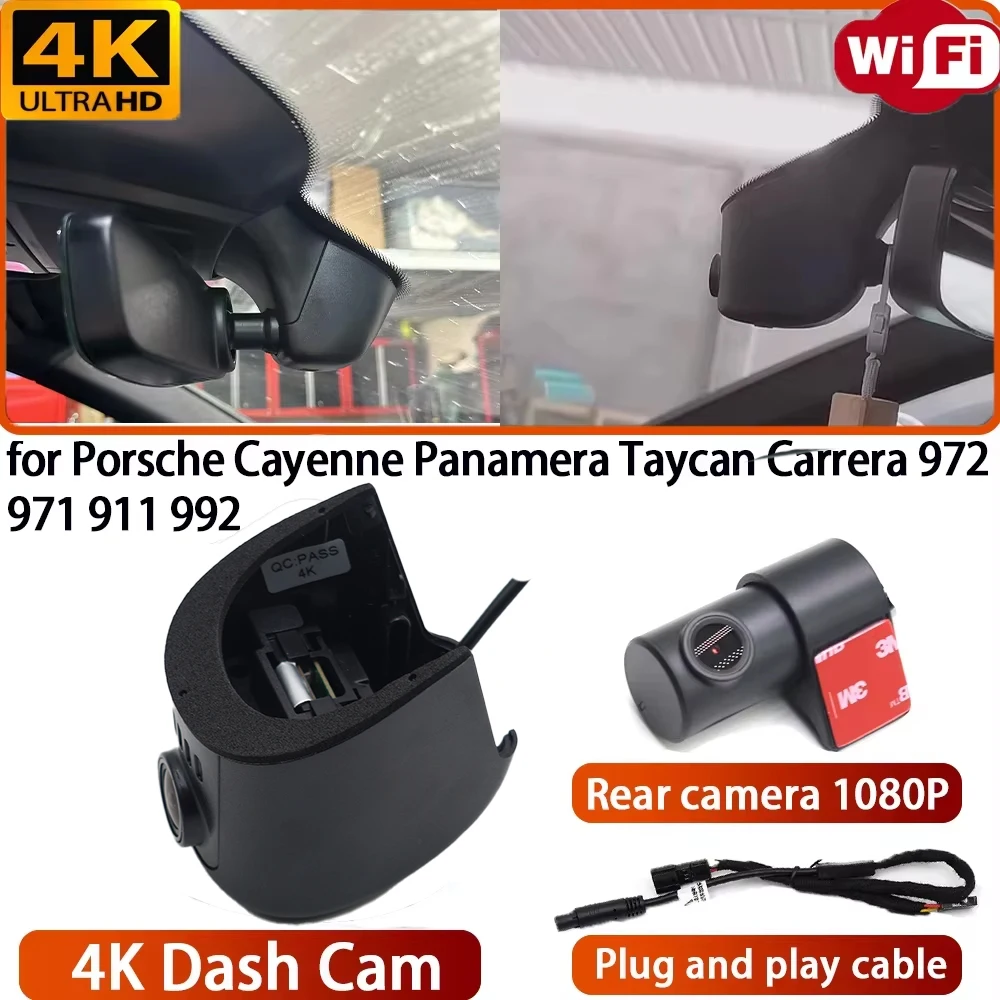 for Porsche Cayenne Panamera Taycan Carrera 972 971 911 992 Video Recorder 4K Lens DVR Dash Cam Wifi Camera 170° Wide Angle