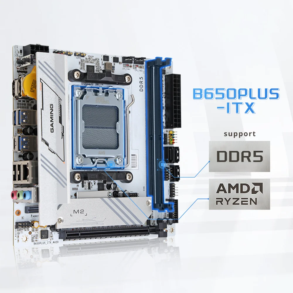 

HISWISER B650 PLUS ITX Motherboard DIY Support AMD AM5 Ryzen 7000/8000 series processors DDR5 MAX 96GB M.2 SSD PCI-E 4.0