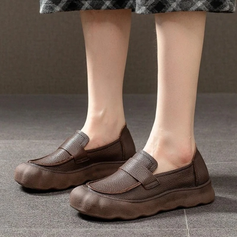 

Женские лоферы из мягкой искусственной кожи в стиле ретро, удобная нескользящая дизайнерская обувь для женщин, легкая уличная прогулочная обувь, женские кроссовки