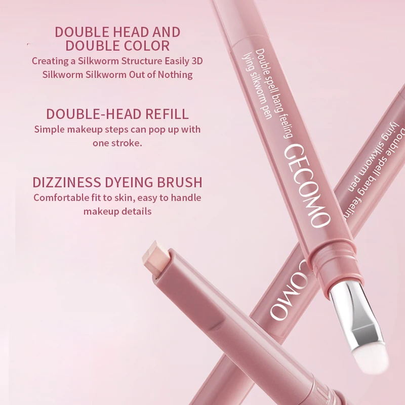 게코모 더블 스펠 슬리핑 실크웜 펜, 하이라이트 섀도우 투인원, 피부를 밝게 하고, 슬리핑 실크웜을 수정하고, 자연스러운 메이크업