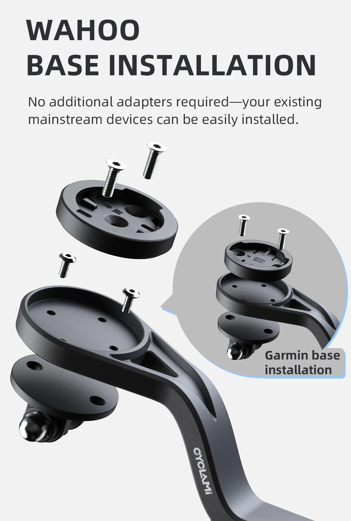 CYCLAMI Fahrradcomputerhalterung Gopro Kamerahalter Scheinwerferhalterung Mehrzweckhalterung für Garmin XOSS IGPSPORT Wahao Bryton – Detail 8