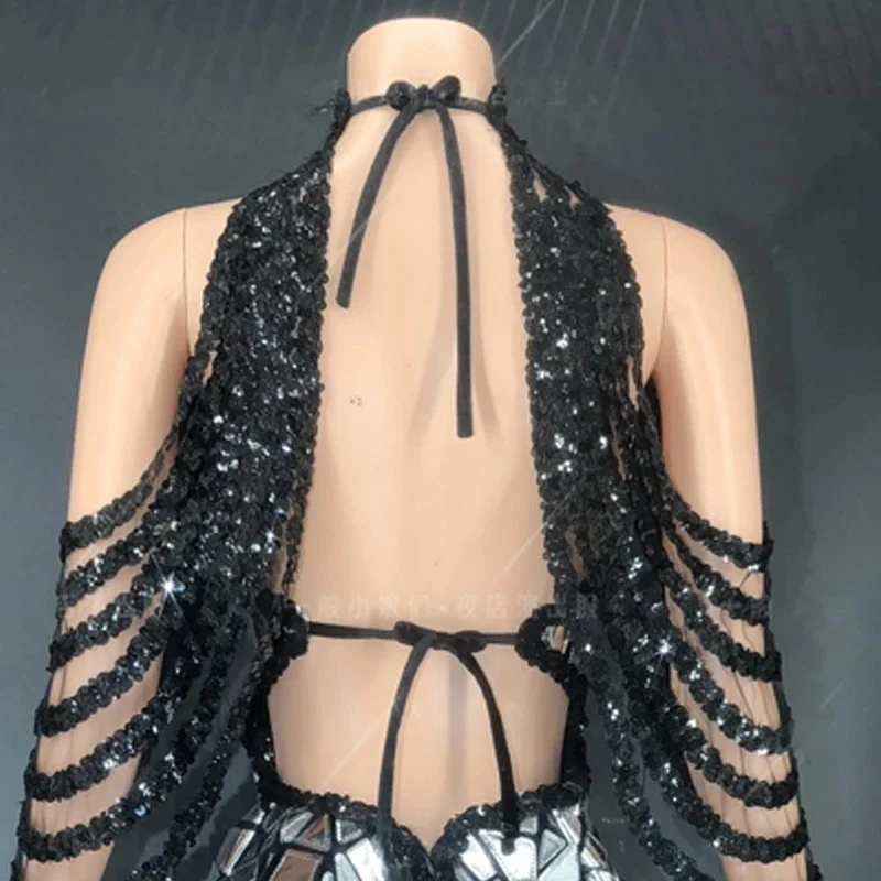 Parkly Pailletten Turnpakje Bling Sexy Dans Franjes Bodypak Verjaardag Outfit Zangeres Podiumkleding