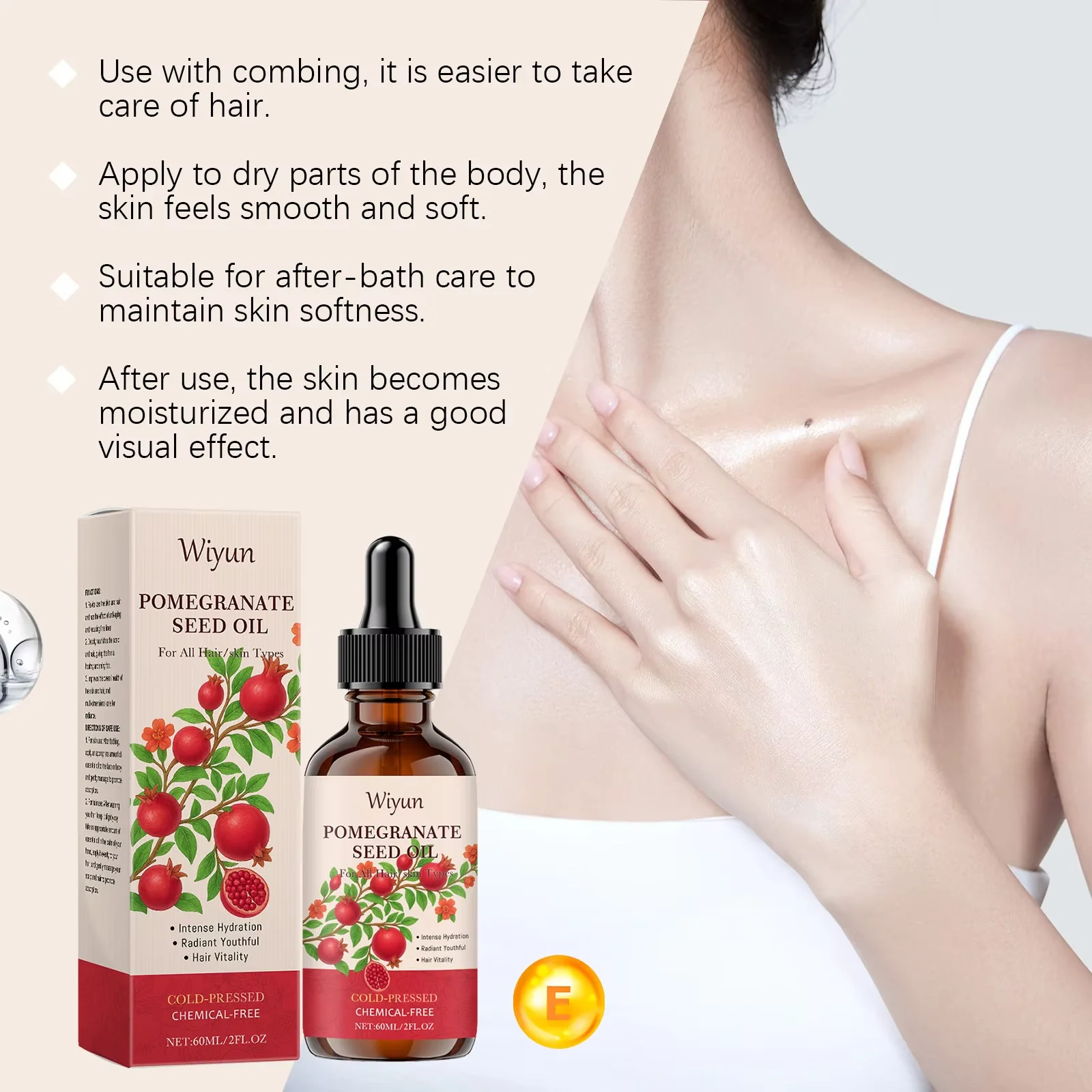 Pomegranate Seed Oil Nourishing Soothing Moisturizing Smooth Enhance Skin Elasticity Repair Damaged Hair Hydrating Essential Oil