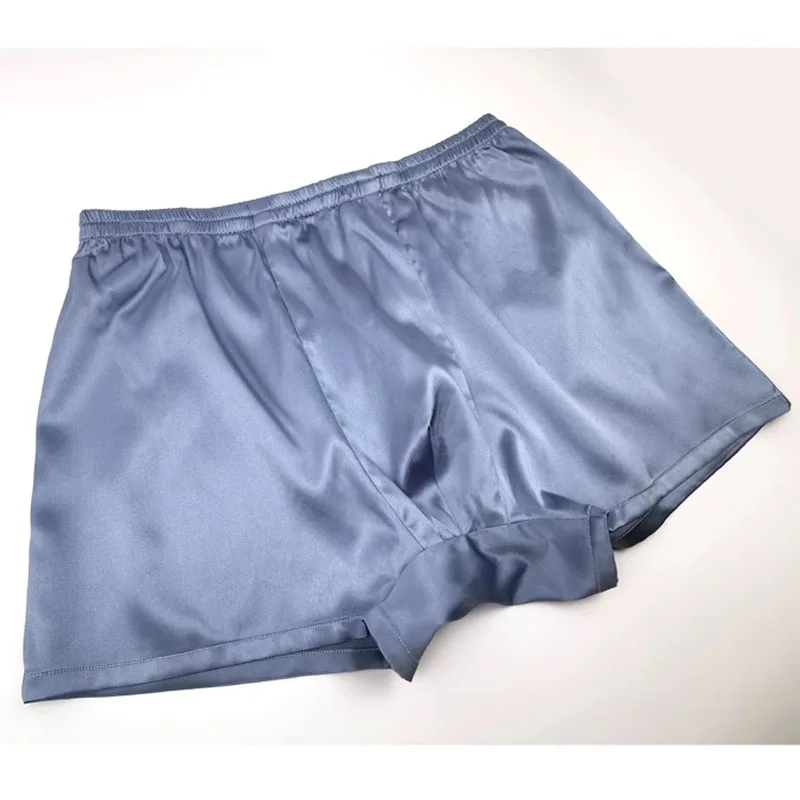 

Men's Silk Briefs 19 Mm Silk Glossy Silky Smooth Boxer Shorts Home Sleeping Pants Silk Convex Pouch Soft Comfortable Underwear