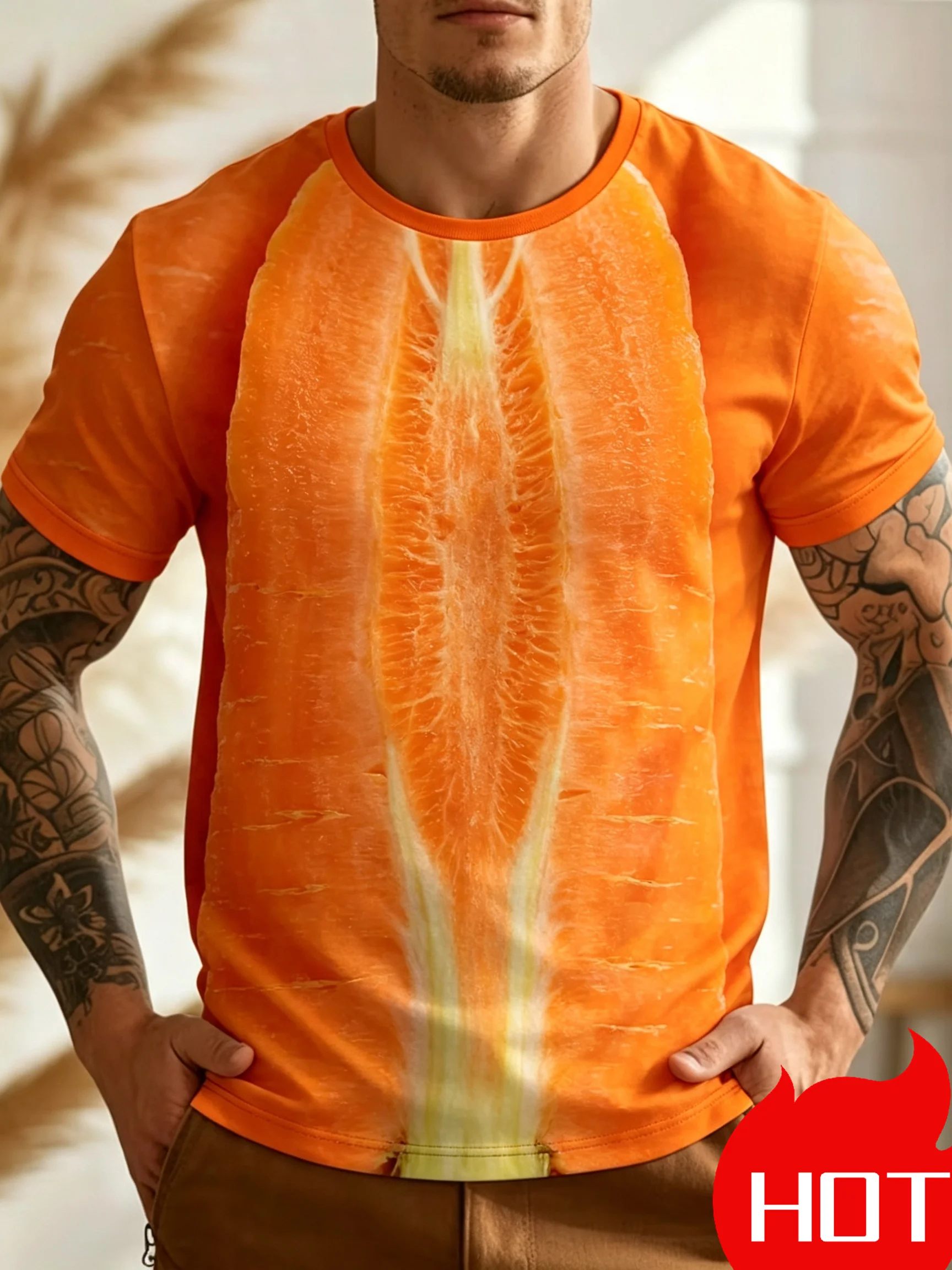 Men's Yellow Corn Korean Lettuce T-Shirt 3D Printed Short Sleeve Vegetable Fruit Breathable Round Sleeve Casual T Shirt for Man