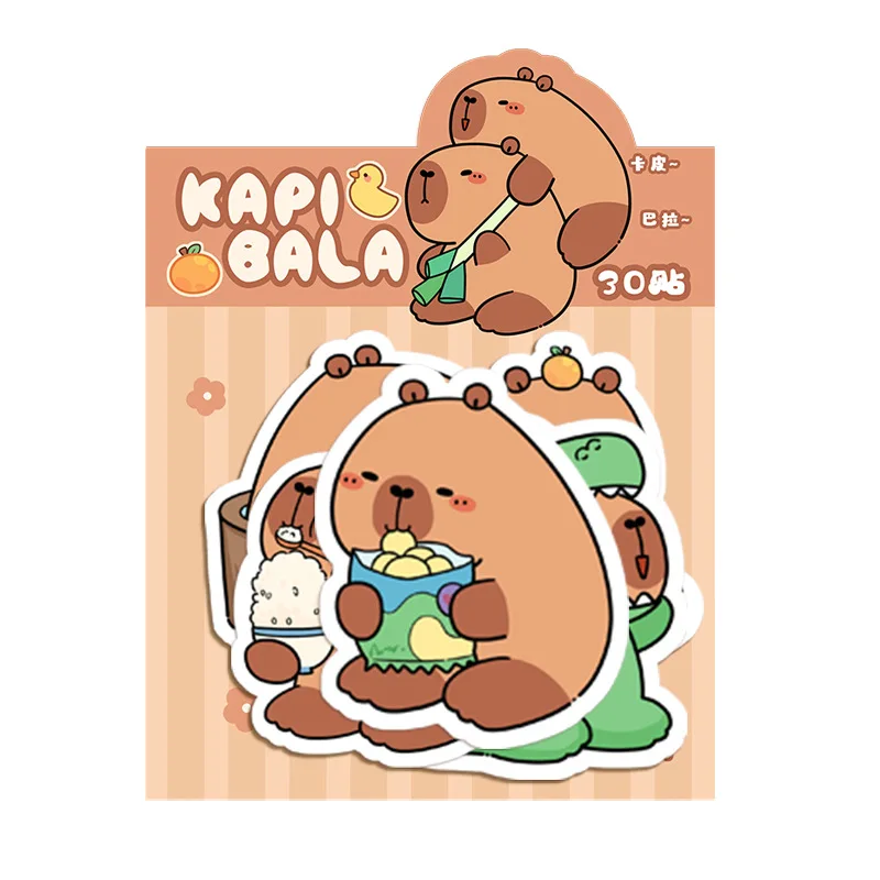 30 قطعة الكرتون كابيبارا الكتابة على الجدران المقرب ملصقات الزخرفية كأس الكمبيوتر الأمتعة القرطاسية دفتر DIY ملصقات مقاومة للماء