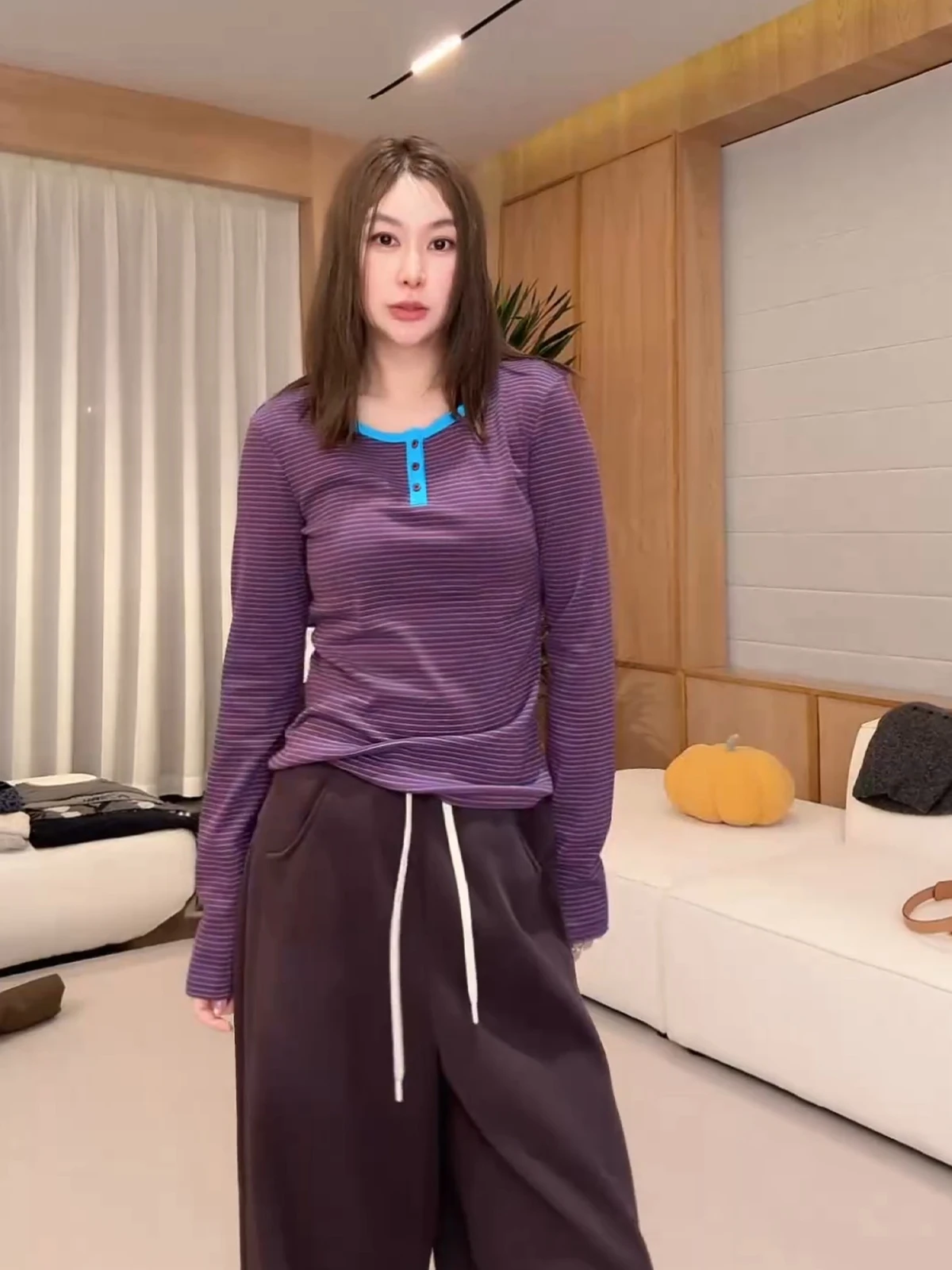 

Женский облегающий топ с длинным рукавом, круглым вырезом, повседневный, мягкий, из смесового хлопка, в полоску, для ношения под одеждой, весна-осень