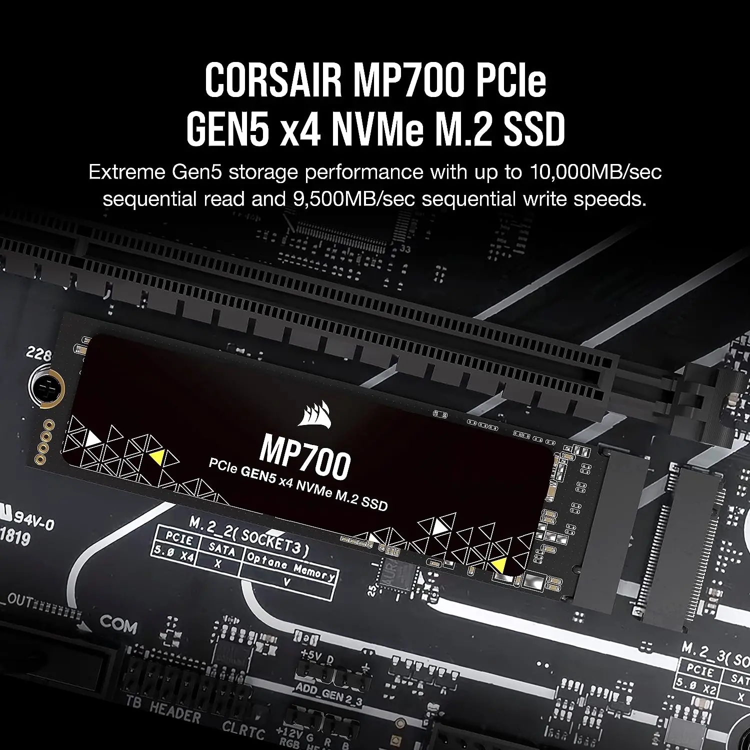 Corsair MP700 1TB 2TB PCIe Gen5 x4 NVMe 2.0 M.2 2280 SSD – High-Density TLC NAND – DirectStorage Compatible – Up to 10,000MB/sec