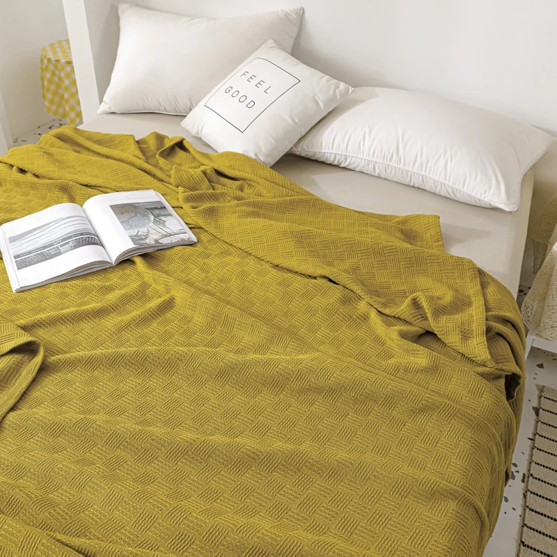 100% Cotton Plaid Weave Blankets Single Double Queen King Size Lightweight Soft Blanket for All Season Bedspreads for Bed Sofa - view 3