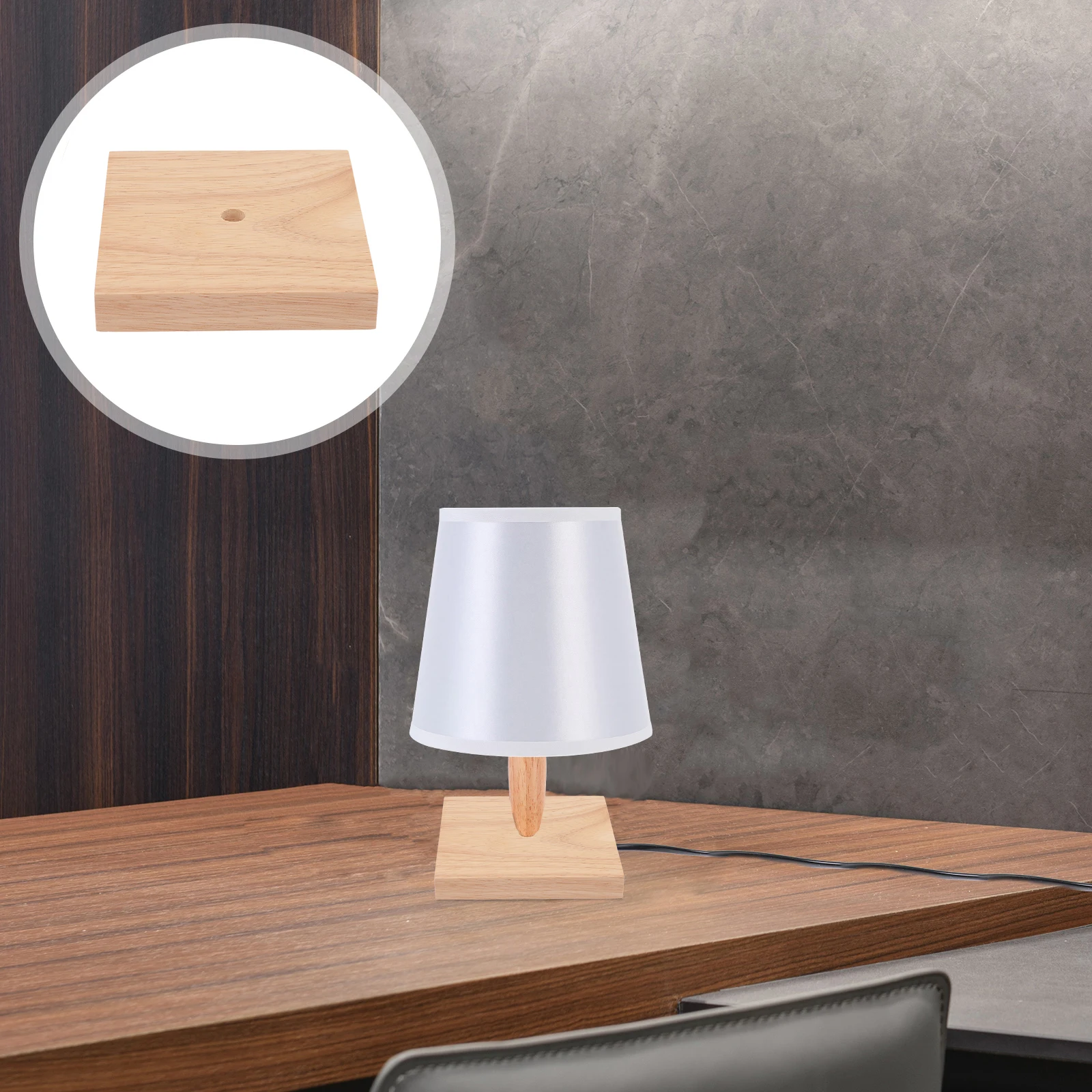 

2Pcs Base Wooden Square Round DIY Table Lamp Holder Replacement Night St Accessories Solid Wood Small Night Lamp