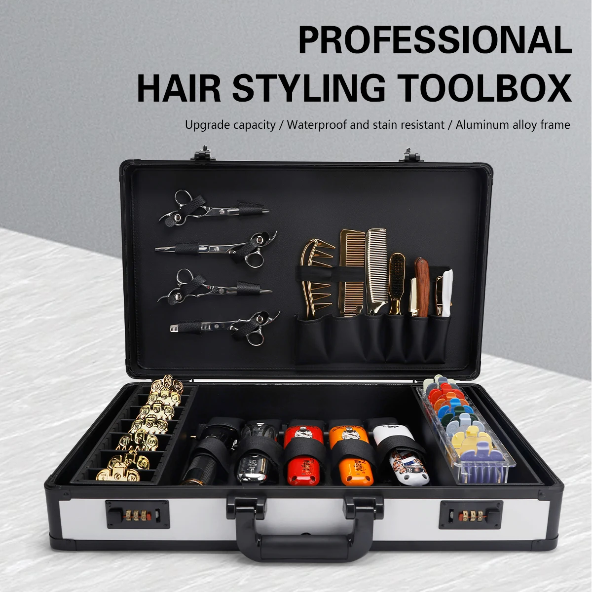 Barbershop Haircut Tool Box Large Capacity Electric Push Shear Comb Storage Case Professional Hairdressing Styling Tools Supply