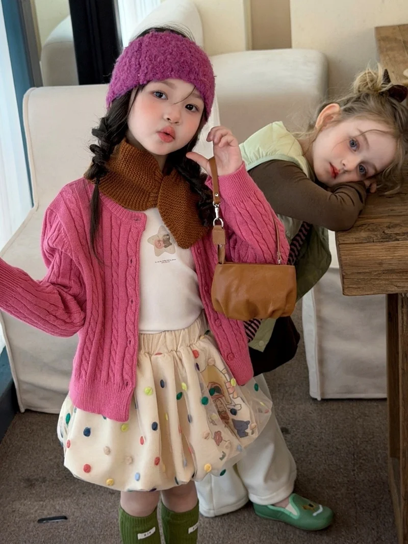 girls-knitted-sweater-coat-with-lace-skirt-half-skirt-soft-comfortable-korean-style-autumn-clothes-for-children-baby-clothes