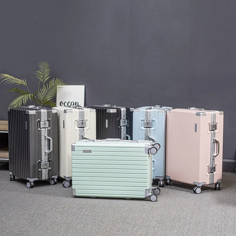 Aluminum Frame Luggage Large Capacity Bags for Women Student Trolley Case Cup Holder Travel Bag Men Password Boarding Suitcase