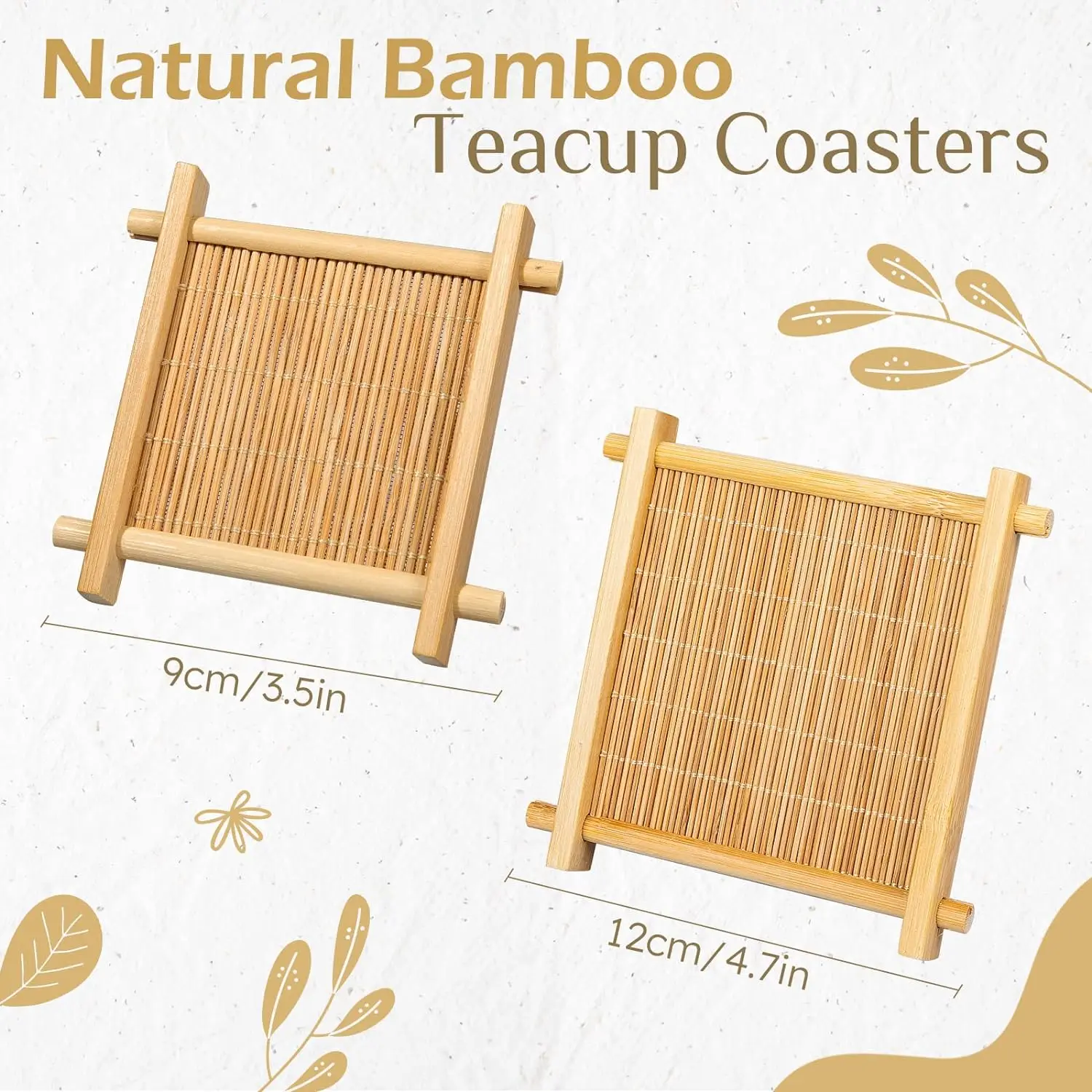 Bamboo Square Coasters Coffee Mug Cup Mats Heat Insulated Table Placemats Snack Trays Placemats Tea Ceremony Decoration Kitchen